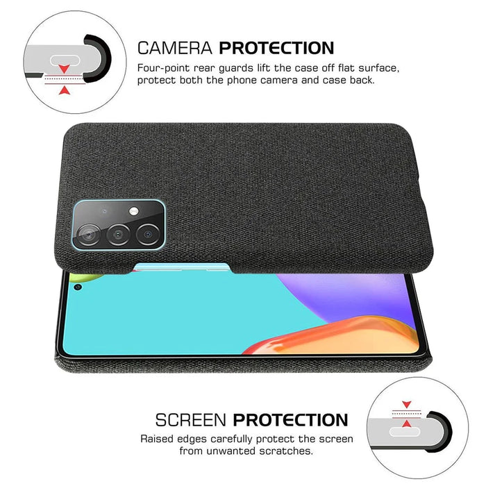 Cloth Texture Plastic Back Case for Samsung Galaxy A52 4G / 5G / A52s 5G - Black - 5