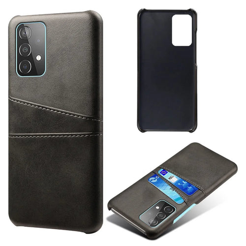 Case for Samsung Galaxy A52 4G / 5G / A52s 5G, Card Slots Design PU Leather PC Inner Shock-Absorbing Cover - Black - 1