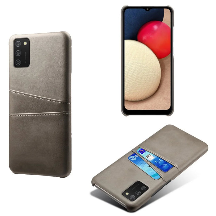 PC + PU Leather Coated Case with Dual-Card Slots for Samsung Galaxy A02s (164.2mm) - Grey - 1