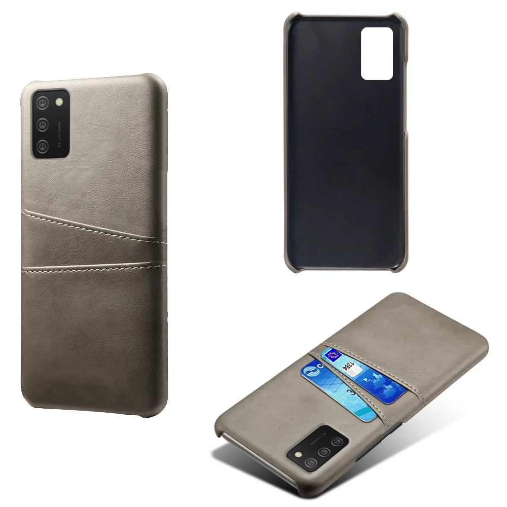 PC + PU Leather Coated Case with Dual-Card Slots for Samsung Galaxy A02s (164.2mm) - Grey - 2