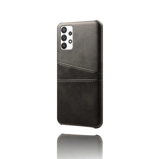 PC + PU Leather Coated Case with Dual-Card Slots for Samsung Galaxy A32 5G / M32 5G - Black - 2