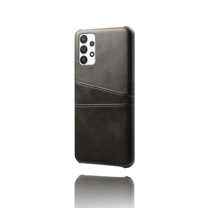 PC + PU Leather Coated Case with Dual-Card Slots for Samsung Galaxy A32 5G / M32 5G - Black - 2