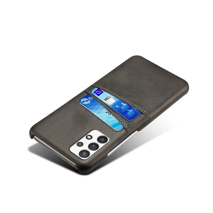 PC + PU Leather Coated Case with Dual-Card Slots for Samsung Galaxy A32 5G / M32 5G - Black - 3