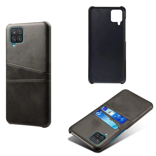 PC + PU Leather Coated Case with 2 Card Slots for Samsung Galaxy A12 - Black - 2