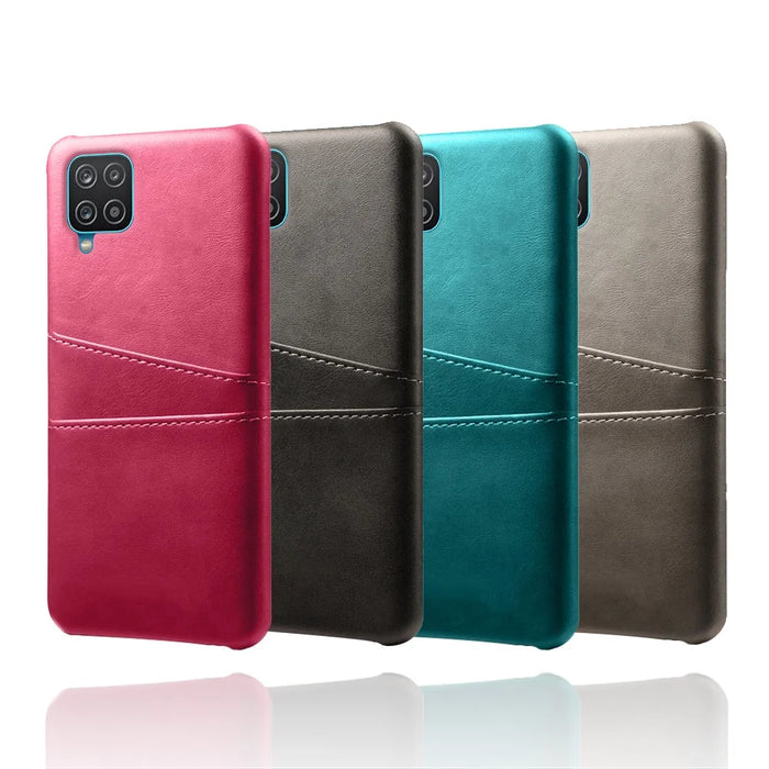 PC + PU Leather Coated Case with 2 Card Slots for Samsung Galaxy A12 - Black - 6