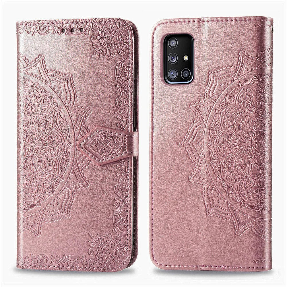 Embossed Mandala Flower PU Leather Case Wallet for Samsung Galaxy A51 5G SM-A516 - Rose Gold - 3