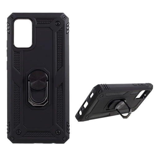 PC + TPU Hybrid Anti-drop Phone Shell with Ring Kickstand Design for Samsung Galaxy A02s (166.5mm) - Black - 1