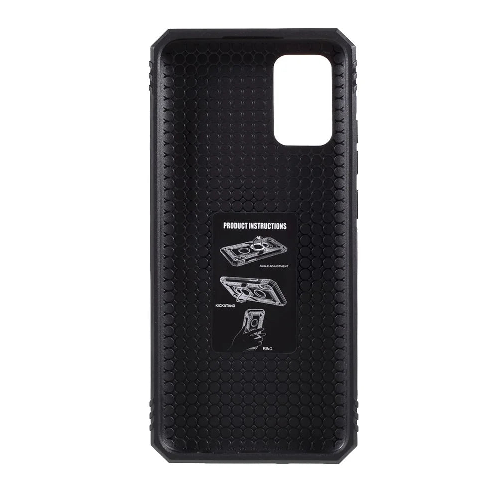PC + TPU Hybrid Anti-drop Phone Shell with Ring Kickstand Design for Samsung Galaxy A02s (166.5mm) - Black - 3