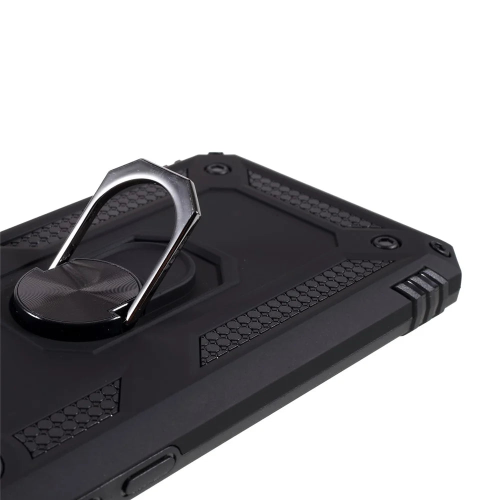 PC + TPU Hybrid Anti-drop Phone Shell with Ring Kickstand Design for Samsung Galaxy A02s (166.5mm) - Black - 6