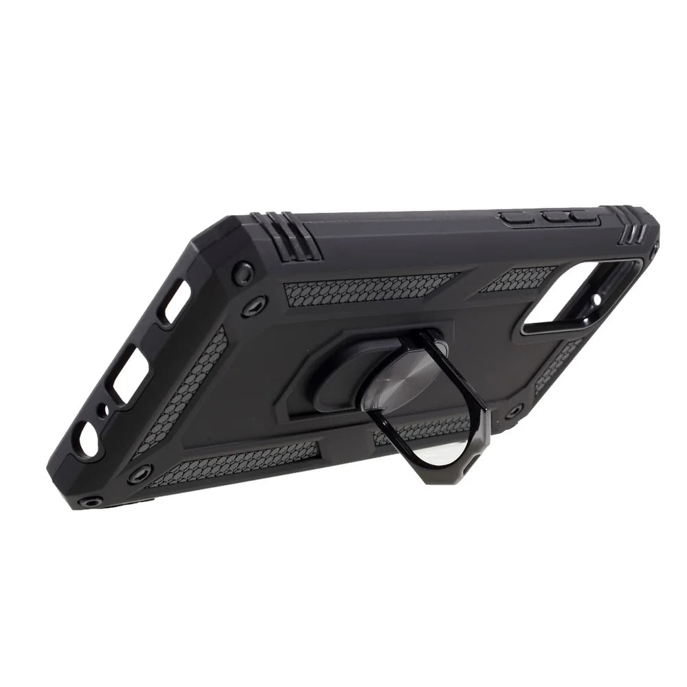 PC + TPU Hybrid Anti-drop Phone Shell with Ring Kickstand Design for Samsung Galaxy A02s (166.5mm) - Black - 7