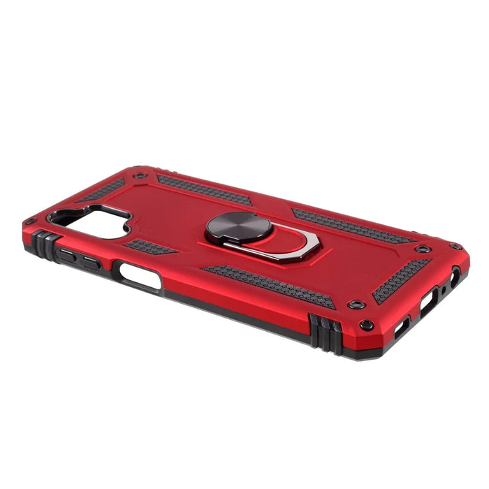 PC + TPU Combo Design Anti-drop Hybrid Phone Shell with Ring Kickstand for Samsung Galaxy A32 5G/M32 5G - Red - 4
