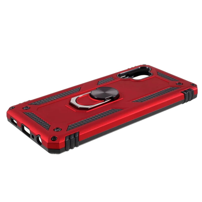 PC + TPU Combo Design Anti-drop Hybrid Phone Shell with Ring Kickstand for Samsung Galaxy A32 5G/M32 5G - Red - 5