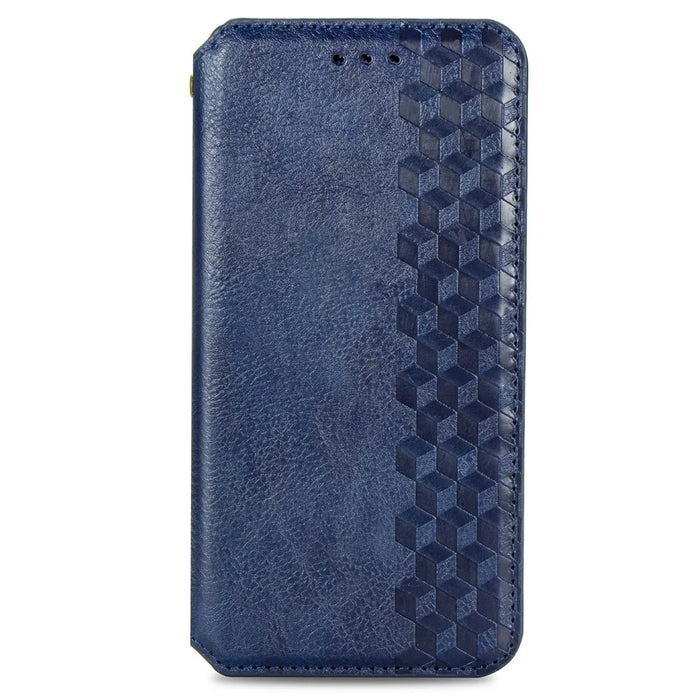 For Samsung Galaxy A71 SM-A715 PU Leather Case Rhombus Imprint Wallet Stand Phone Cover - Blue - 3