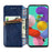 For Samsung Galaxy A71 SM-A715 PU Leather Case Rhombus Imprint Wallet Stand Phone Cover - Blue - 6