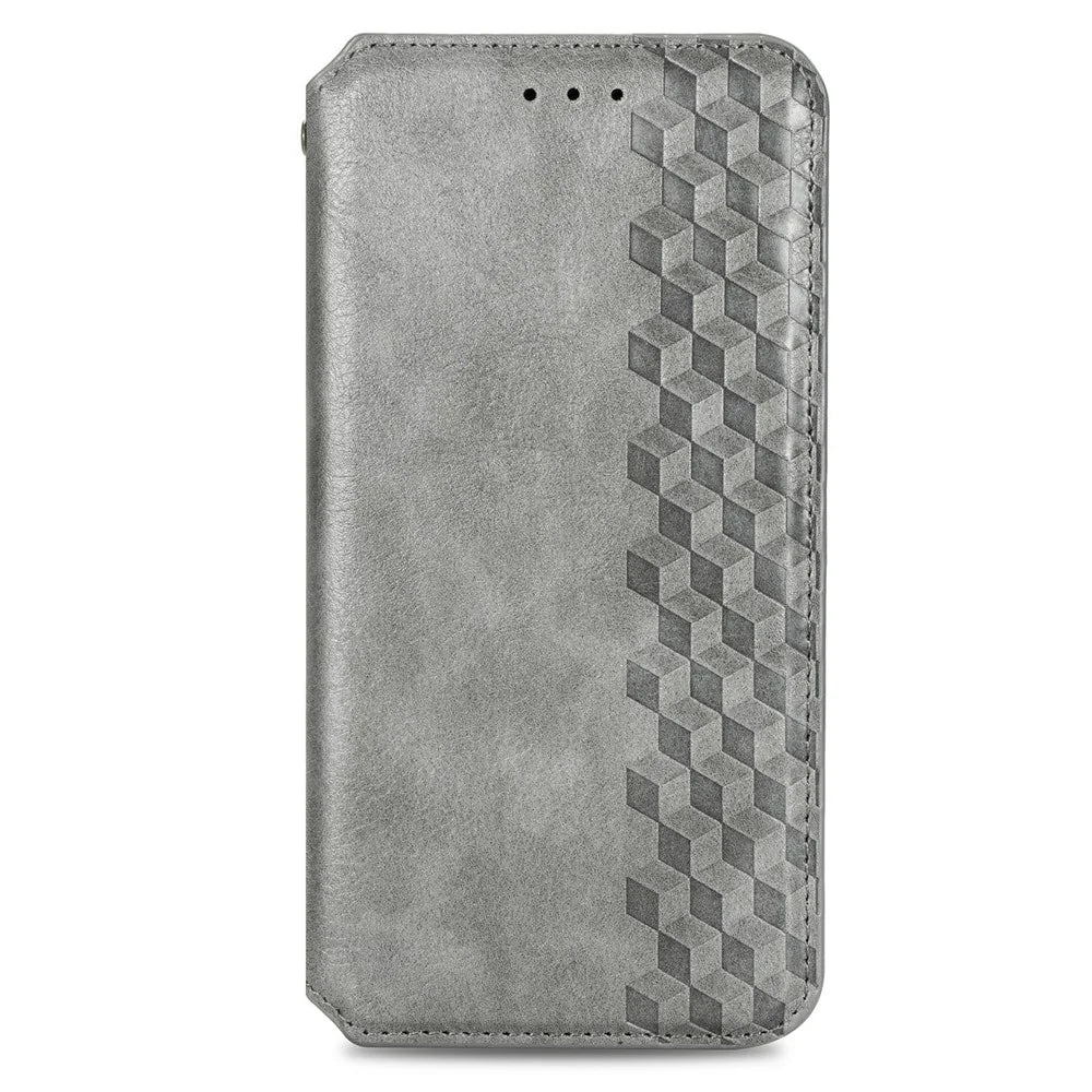 For Samsung Galaxy A51 4G SM-A515 PU Leather Case Rhombus Imprint Wallet Stand Phone Cover - Grey - 3