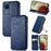 For Samsung Galaxy A12 PU Leather Case Rhombus Imprint Wallet Stand Phone Cover - Blue - 1