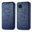 For Samsung Galaxy A12 PU Leather Case Rhombus Imprint Wallet Stand Phone Cover - Blue - 2