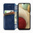 For Samsung Galaxy A12 PU Leather Case Rhombus Imprint Wallet Stand Phone Cover - Blue - 3