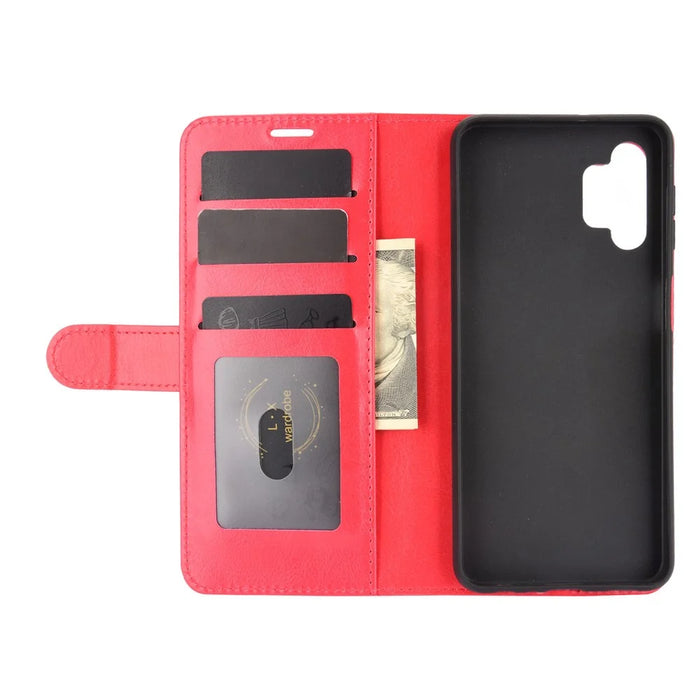 Wallet Design Crazy Horse Texture Leather Cover Stand Case for Samsung Galaxy A32 5G / M32 5G - Red - 4