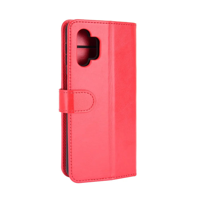 Wallet Design Crazy Horse Texture Leather Cover Stand Case for Samsung Galaxy A32 5G / M32 5G - Red - 7