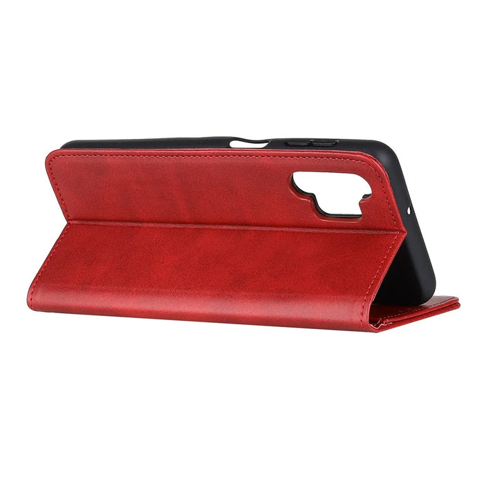 Wallet Stand Split Leather Magnetic Closure Protective Case for Samsung Galaxy A32 4G (EU Version) - Red - 4