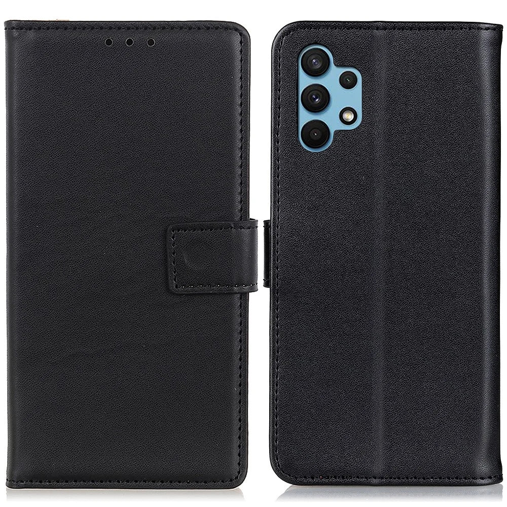 For Samsung Galaxy A32 4G (EU Version) PU Leather Magnetic Flip Case Stand Shockproof Wallet Phone Cover - Black - 1