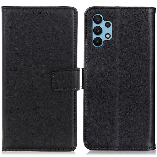 For Samsung Galaxy A32 4G (EU Version) PU Leather Magnetic Flip Case Stand Shockproof Wallet Phone Cover - Black - 1