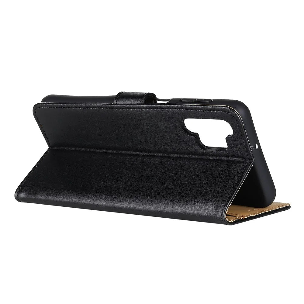 For Samsung Galaxy A32 4G (EU Version) PU Leather Magnetic Flip Case Stand Shockproof Wallet Phone Cover - Black - 4