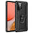 Hybrid PC + TPU Phone Case Shell Anti-Fall Finger Ring Kickstand for Samsung Galaxy A72 5G - Black - 2