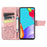 Imprint Big Butterfly Leather Wallet Phone Shell for Samsung Galaxy A52 4G/5G / A52s 5G - Rose Gold - 4