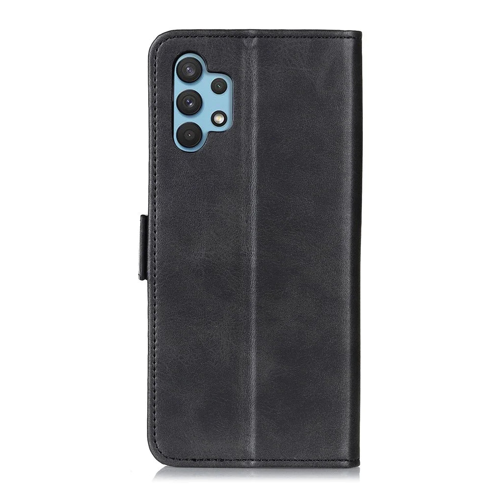 For Samsung Galaxy A32 4G (EU Version) Magnetic Clasp Design Folio Flip Wallet Leather Stand Case - Black - 3