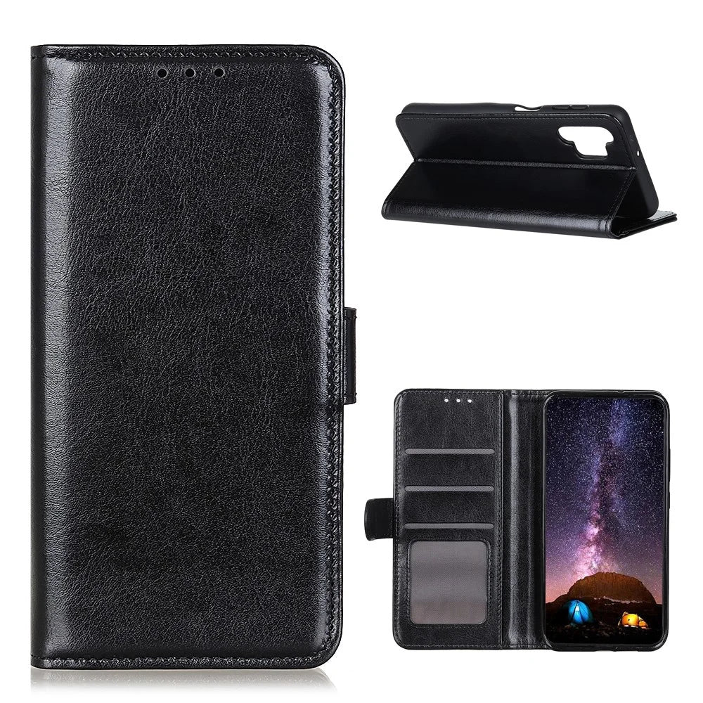 Crazy Horse Skin Leather Phone Wallet Stand Design Protective Shell for Samsung Galaxy A32 4G (EU Version) - Black - 1