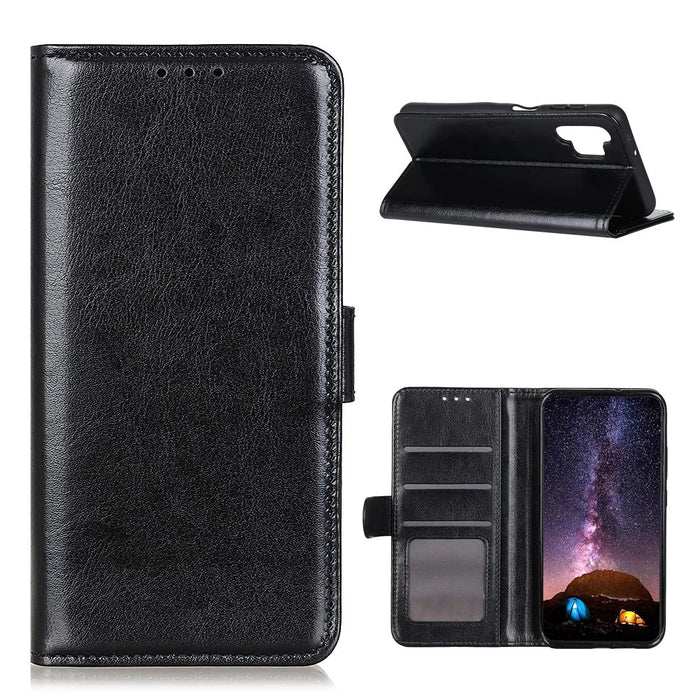 Crazy Horse Skin Leather Phone Wallet Stand Design Protective Shell for Samsung Galaxy A32 4G (EU Version) - Black - 1