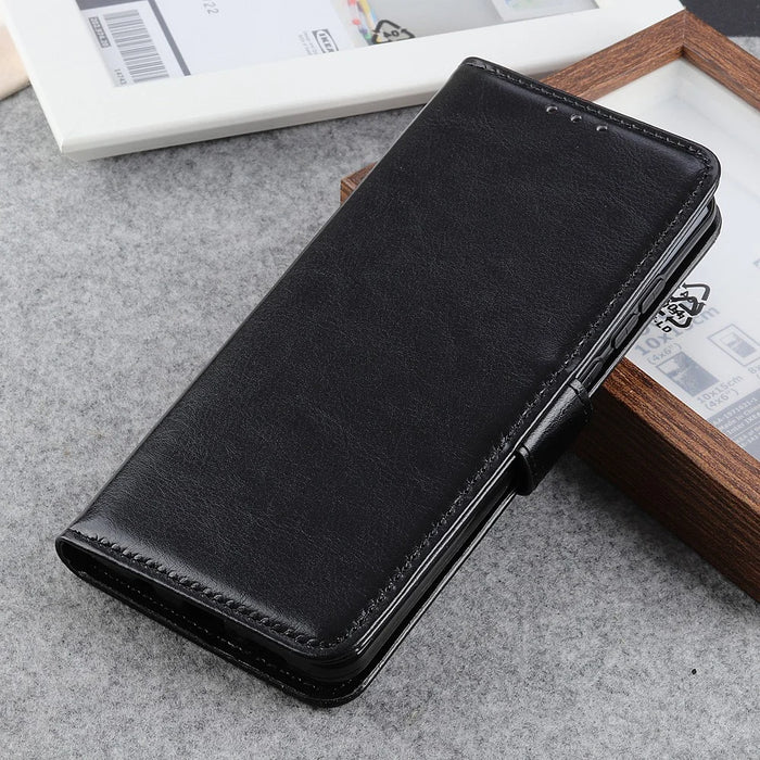Crazy Horse Skin Leather Phone Wallet Stand Design Protective Shell for Samsung Galaxy A32 4G (EU Version) - Black - 6