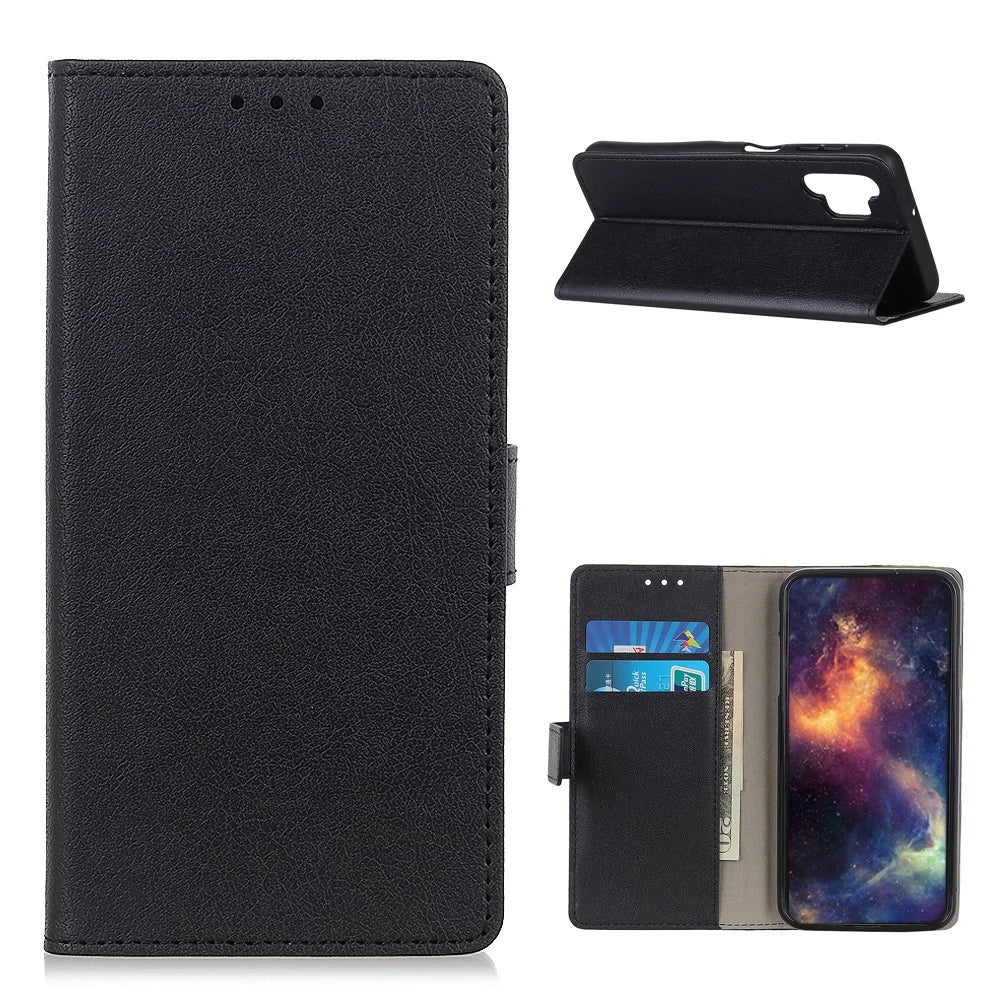 PU Leather Phone Cover Shell Case with Wallet and Stand for Samsung Galaxy A32 4G (EU Version) - Black - 1