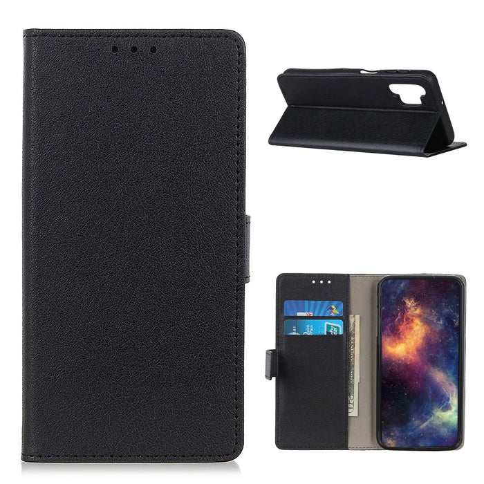PU Leather Phone Cover Shell Case with Wallet and Stand for Samsung Galaxy A32 4G (EU Version) - Black - 1