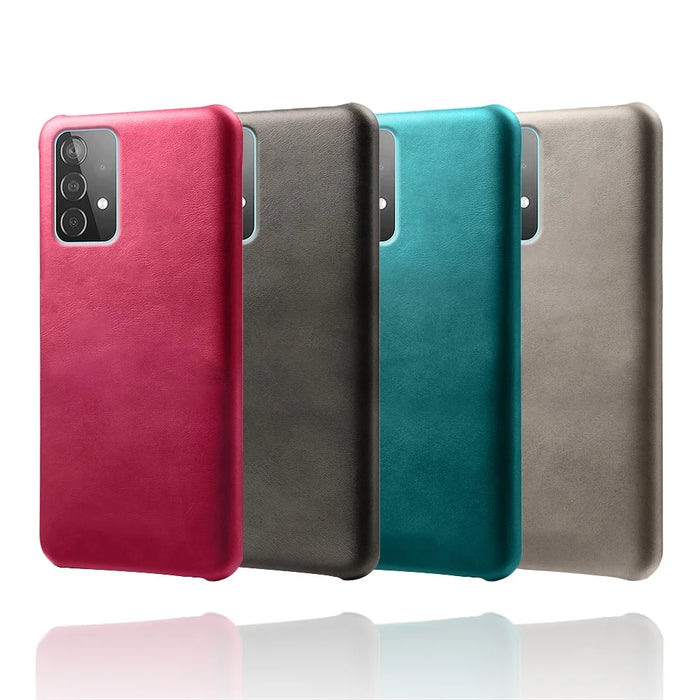 PU Leather Coated PC Phone Case Cover for Samsung Galaxy A52 4G / 5G / A52s 5G - Black - 6