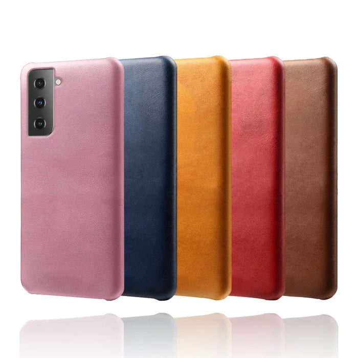 PU Leather Coated PC Phone Case for Samsung Galaxy S21 4G / 5G - Black - 7