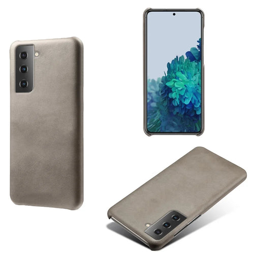 PU Leather Coated PC Phone Case for Samsung Galaxy S21+ 5G - Grey - 1