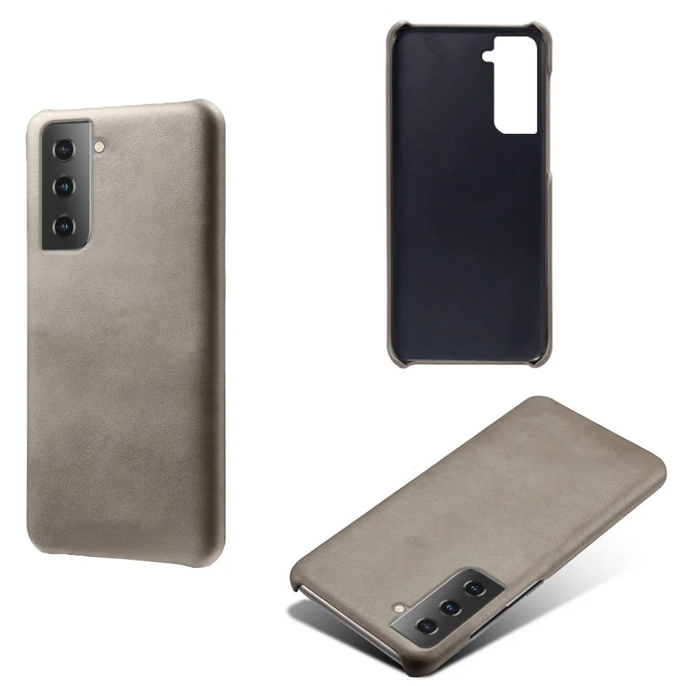PU Leather Coated PC Phone Case for Samsung Galaxy S21+ 5G - Grey - 2