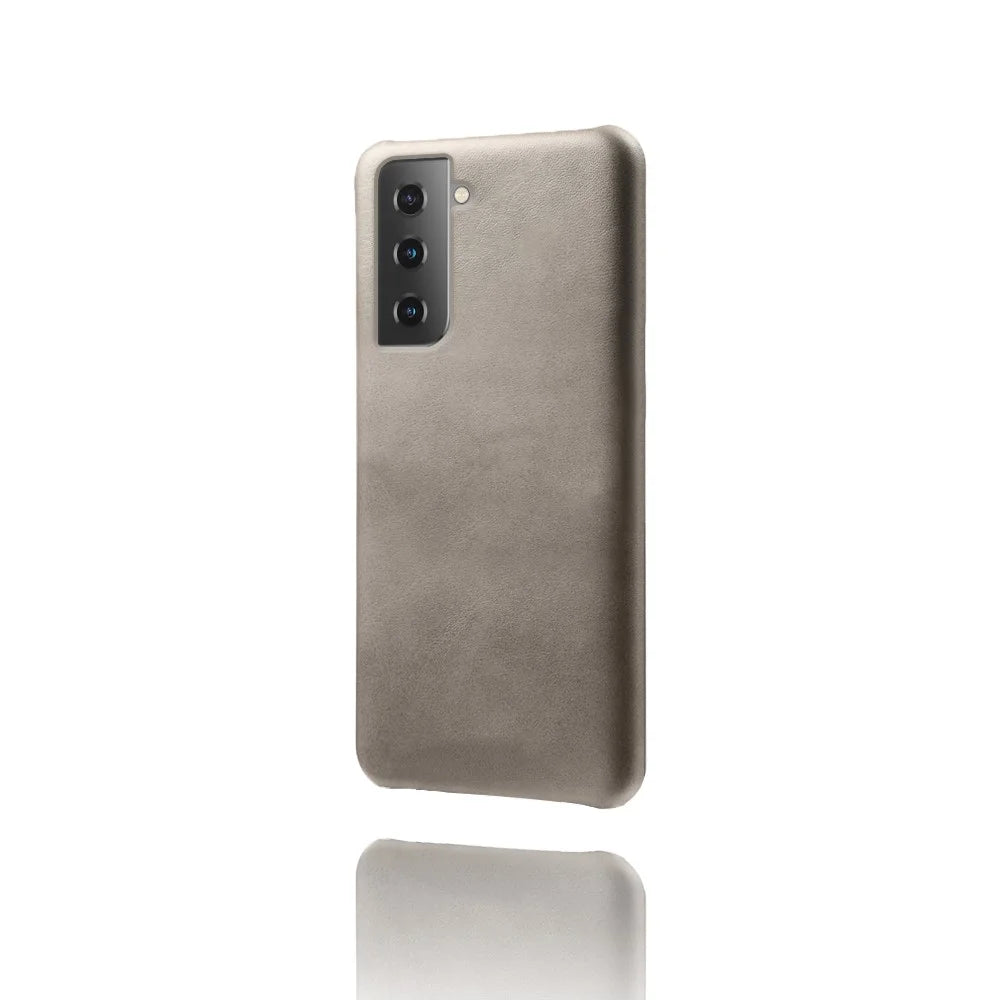 PU Leather Coated PC Phone Case for Samsung Galaxy S21+ 5G - Grey - 3