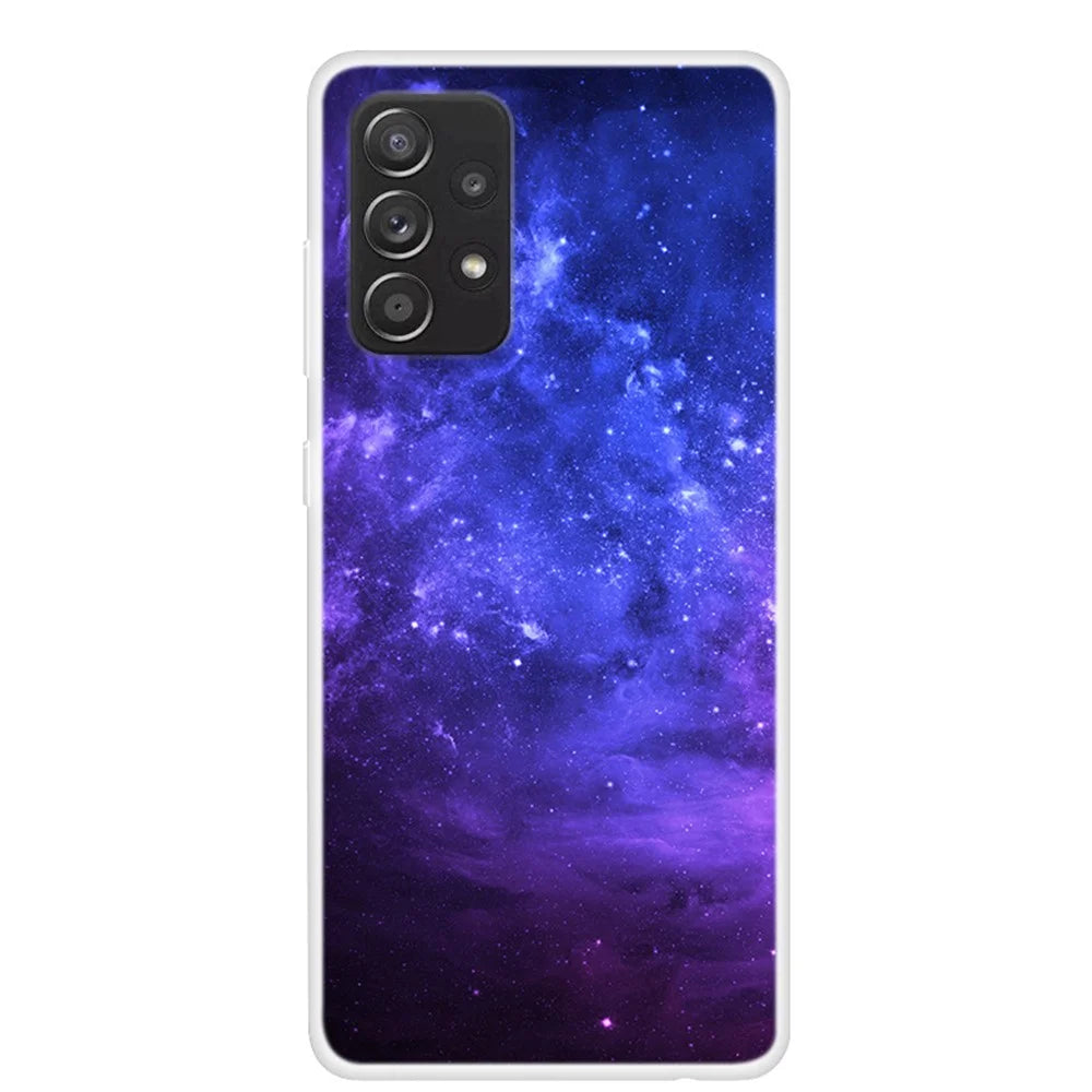 Starry Sky Pattern Printing TPU Soft Cell Phone Case for Samsung Galaxy A52 4G/5G / A52s 5G - Purple Nebula - 1
