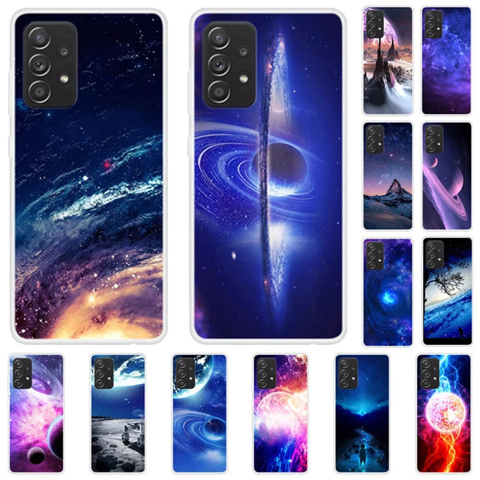 Starry Sky Pattern Printing TPU Soft Cell Phone Case for Samsung Galaxy A52 4G/5G / A52s 5G - Purple Nebula - 2