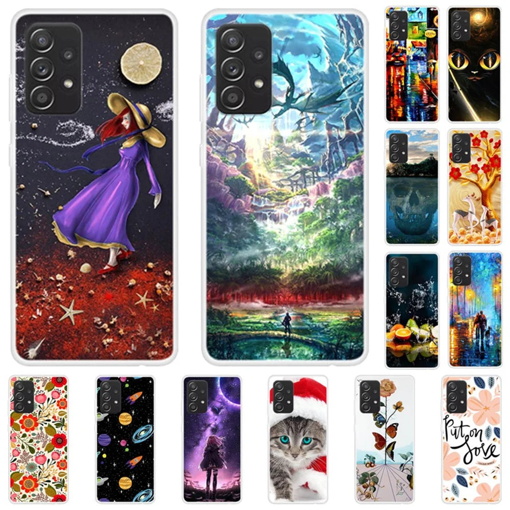 Stylish Pattern Printing TPU Cell Phone Full Protection Soft Case for Samsung Galaxy A52 4G/5G / A52s 5G - Flowers - 2