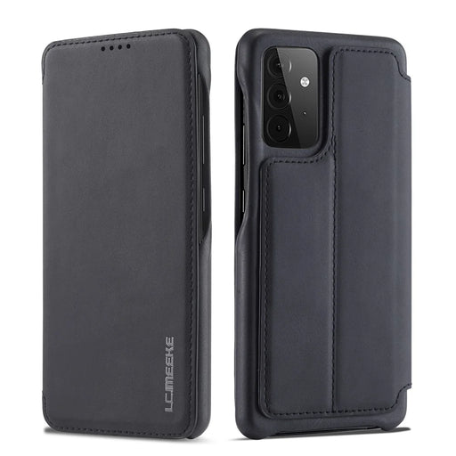 LC.IMEEKE Retro Style Protector Stand Leather Case with Card Holder for Samsung Galaxy A52 4G/5G / A52s 5G - Black - 1