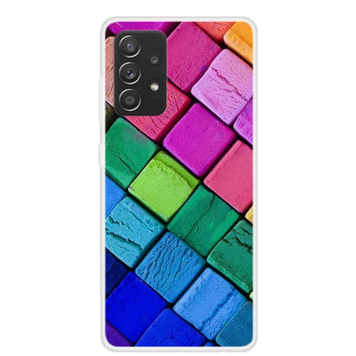 Pattern Printing Flexible TPU Phone Cover Case for Samsung Galaxy A52 4G/5G / A52s 5G - Colorized Squares - 1
