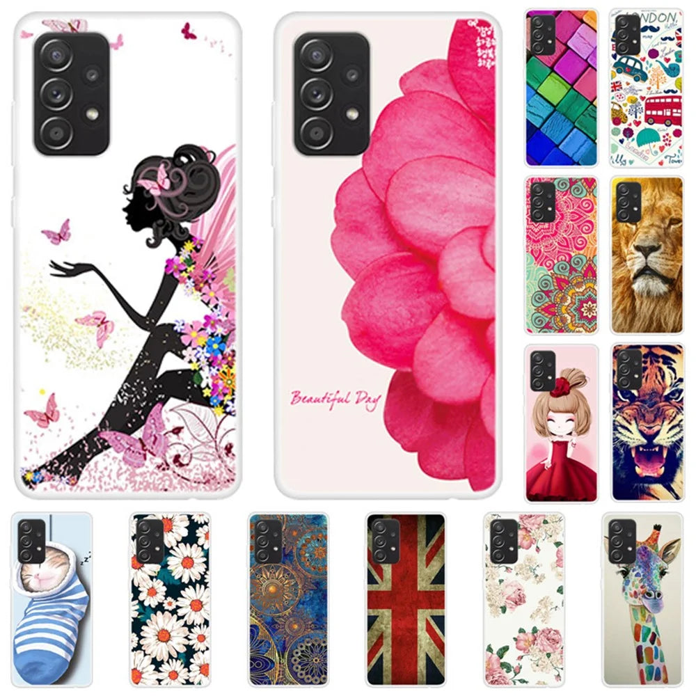 Pattern Printing Flexible TPU Phone Cover Case for Samsung Galaxy A52 4G/5G / A52s 5G - Colorized Squares - 2