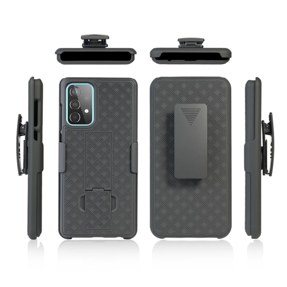 Swivel Belt Clip Holster Woven Texture PC + TPU Hybrid Case for Samsung Galaxy A52 4G/5G / A52s 5G - 2