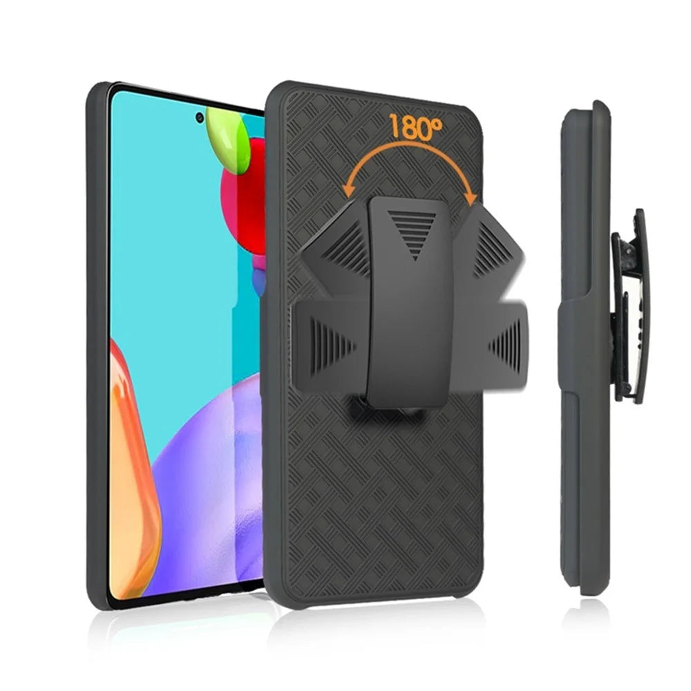 Swivel Belt Clip Holster Woven Texture PC + TPU Hybrid Case for Samsung Galaxy A52 4G/5G / A52s 5G - 3