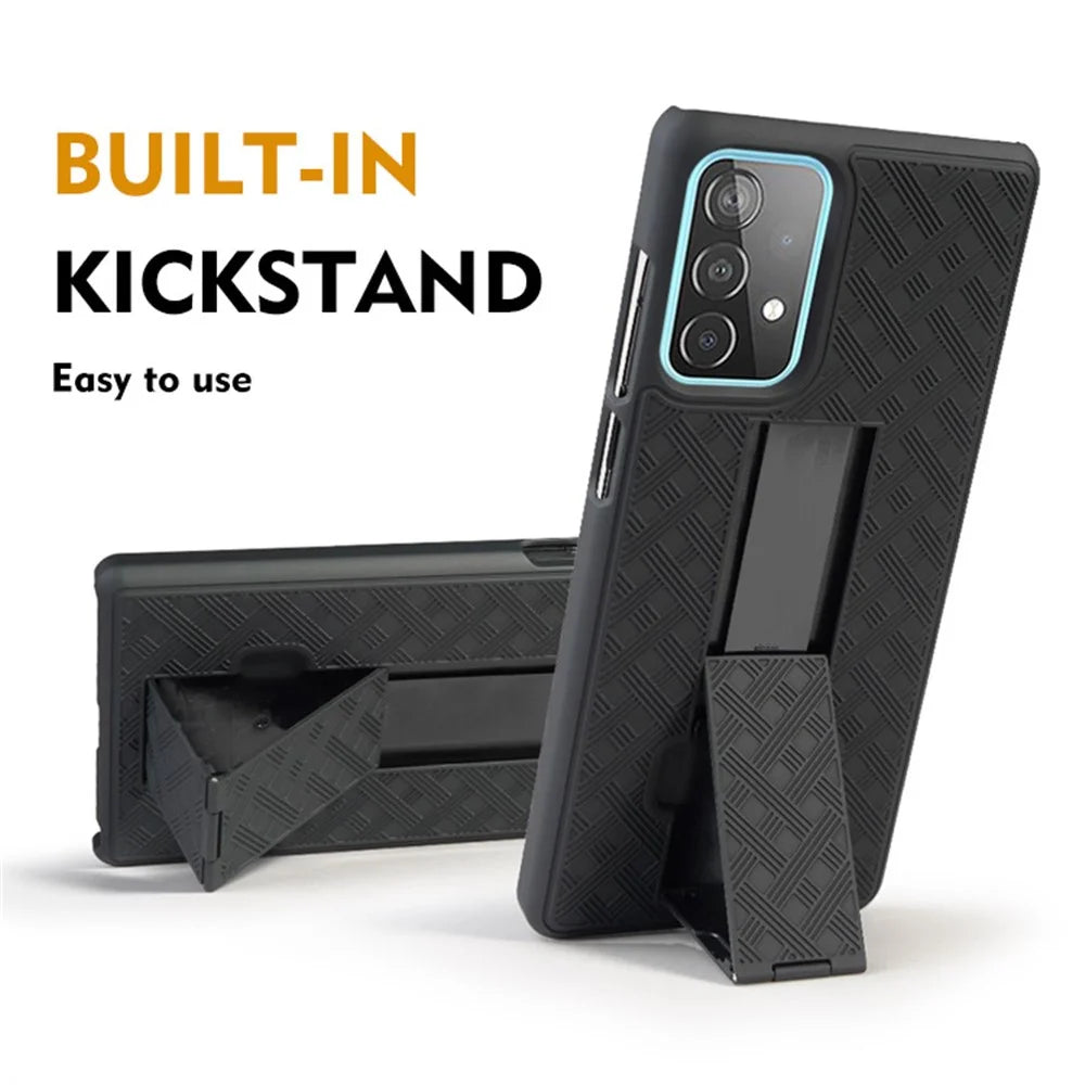 Swivel Belt Clip Holster Woven Texture PC + TPU Hybrid Case for Samsung Galaxy A52 4G/5G / A52s 5G - 4